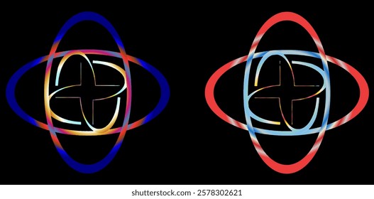 Beautiful black background abstract atomic design. Illustrator and vector design