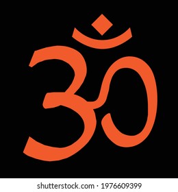 It is a beautiful black background orange colored hindu religion om 
vector image.