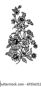 Beautiful black  batik design for textile printing.