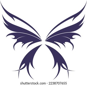 beautiful black butterfly abstract drawing in vector nature parasite symbol insect contour wings butterfly icon web illustration art design logo