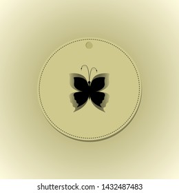 Beautiful black butterfly. Vintage background. Vector image