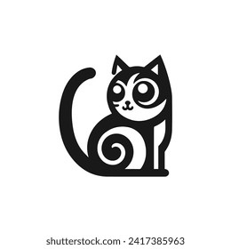 Un hermoso logo de gato negro vectorial arte 