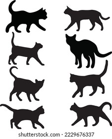 Beautiful Black Cat Vector Silhouette Art.