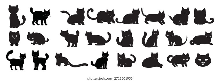 beautiful and black cat vector silhouette and illustration 