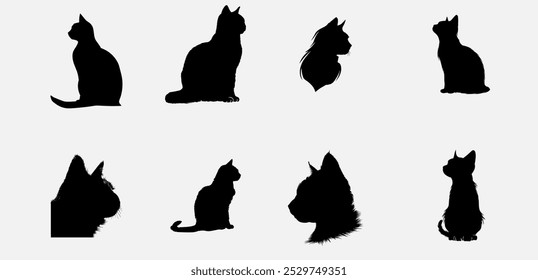  Beautiful black cats  shilhouette vector