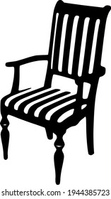 Beautiful black chair with black legs on an isolated background