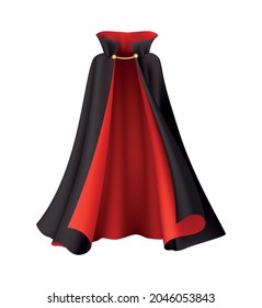 Beautiful Black Cloak For Halloween Vampire Costume Realistic Vector Illustration