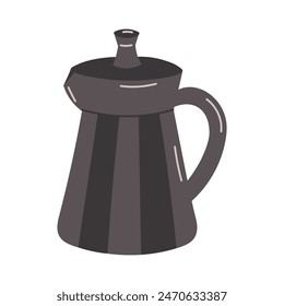 Beautiful black coffee teapot on white background.