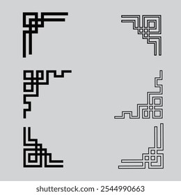 Beautiful black corner line illustration element, suitable for various design purposes.