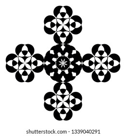 A beautiful black cross design using various geometrical shapes vector color drawing or illustration 