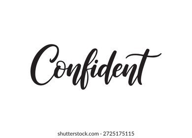 Beautiful black cursive 'Confident' text in a stylish handwritten font on a plain white background
