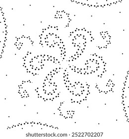 Beautiful Black Dotted Floral Abstract Design. Can be used as cushion, embroidery design or to create repetitive patterns for fabric, curtain, carpet, wallpaper, gift wrap or as decorative element. 
