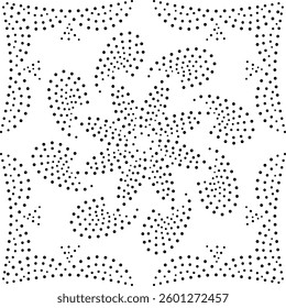 Beautiful Black Dotted Floral Abstract Design. Can be used as cushion, embroidery design or to create repetitive patterns for fabric, curtain, carpet, wallpaper, gift wrap or as decorative element. 
