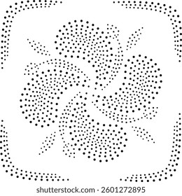 Beautiful Black Dotted Floral Abstract Design. Can be used as cushion, embroidery design or to create repetitive patterns for fabric, curtain, carpet, wallpaper, gift wrap or as decorative element. 