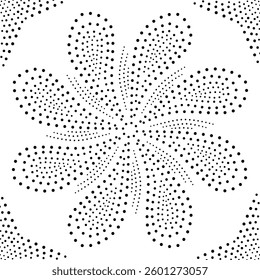 Beautiful Black Dotted Floral Abstract Design. Can be used as cushion, embroidery design or to create repetitive patterns for fabric, curtain, carpet, wallpaper, gift wrap or as decorative element. 