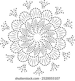 Beautiful Black Dotted Floral Central Design Element. Can be used as a cushion, embroidery, henna design or to create repetitive pattern for fabric, background, wallpaper, gift wrap,curtain, carpet.