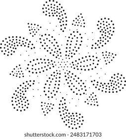 Hermoso elemento de diseño floral punteado negro 