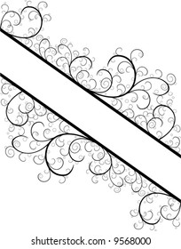 Beautiful black floral ribbon isolated on white (vector)