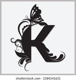 Beautiful Black flower capital alphabet letters.