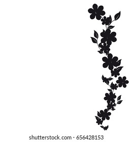 beautiful black flowers, isolated on a white