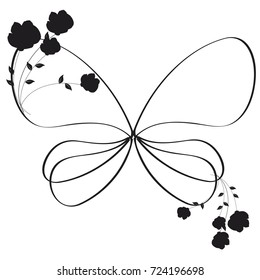 beautiful black flowers, isolated on a white