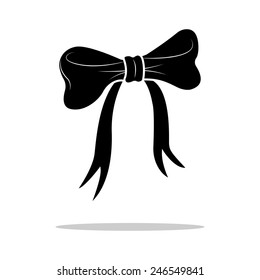 Beautiful a black gift bow on a white background, a vector.