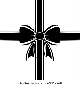 Beautiful a black gift bow on a white background, a vector.