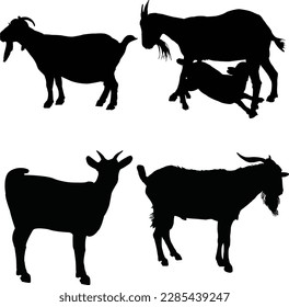 Beautiful black goat silhouette vector illustration. This is an editable and printable high quality vector eps file.