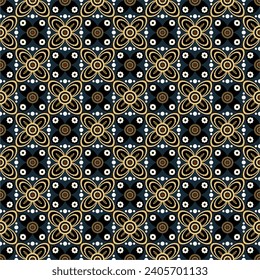 Beautiful black and gold combination pattern. Seamless abstract pattern with gold repeating elements on black background. vector