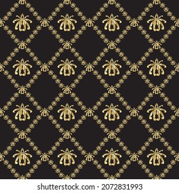 Beautiful black and gold damask pattern