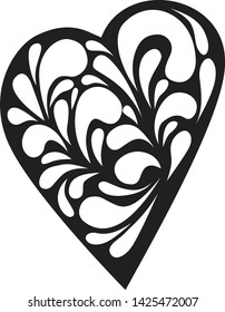 beautiful black heart contour patterned