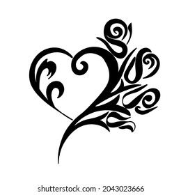 
beautiful black heart with ornaments.