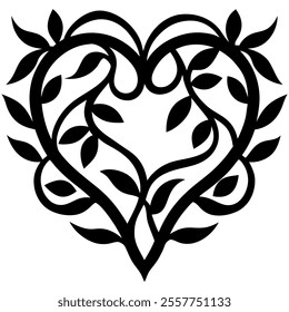 Beautiful black heart pattern vector hand-drawn heart and love.