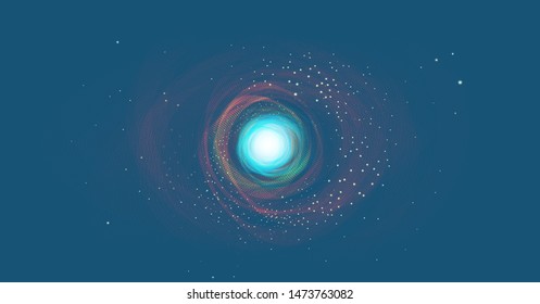 Beautiful Black Hole with Spiral Galaxy on Cosmic Background.planet and physics concept design,vector illustration.