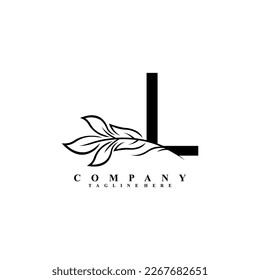 beautiful black L logo design with luxury flower. Initial L monogram symbol. flourish logo. suitable for logos of beauty, spa,salon,boutique,company,business,hotel,brand,etc