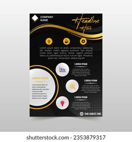 Beautiful Black Luxury Business Flyer Template With Curves, can be used for business designs, presentation designs or any suitable designs.