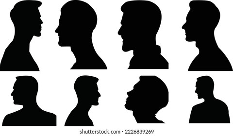 Beautiful black male head vector silhouette art