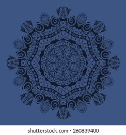 Beautiful black mandala on a blue background