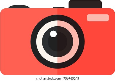 Beautiful black and orange flat style camera icon.
