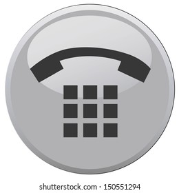 beautiful black phone with black buttons in a white background