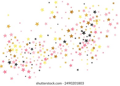 Hermosa textura de dispersión de polvo de estrellas de oro rosa negro. Muchas lentejuelas de polvo de estrellas partículas de decoración Noel. Ilustración aislada del polvo de la estrella. Elementos de lentejuelas felicitaciones decoración.