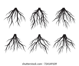 Beautiful Black Roots Tree. Vector Illustration.