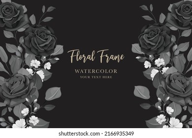 beautiful black roses background and frame design