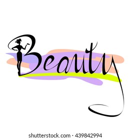 Beautiful black silhouette woman Beauty Logo salon, spa salon, firm company or center. Vector illustration