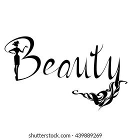 Beautiful black silhouette woman Beauty Logo, symbol, icon, sign for salon, spa salon, firm company or center. Vector illustration
