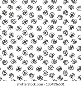 Hermosas flores negras y pequeñas manzanas aisladas en un fondo blanco. Patrón floral sin costuras. Ilustración gráfica plana vectorial a mano. Objeto aislado sobre un fondo blanco. Aislar.