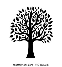 Beautiful black tree on white background