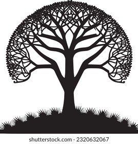 Beautiful Black Tree Silhouette Vector Art.