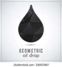 Beautiful black triangle geometrical oil drop logo - vector polygonal symbol