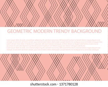 Beautiful black triangle polygon on pastel pink background with copy space in minimal modern trendy geometric concept. Sweet vector pattern graphic design for wallpaper,textile in vintage retro style.